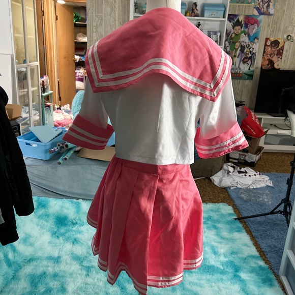 Pink School Outfit (Skirt, Top, and Necktie) - Picture 2 of 2